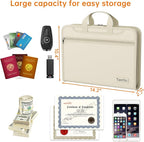 5200℉ Fireproof Accordion File Organizer with Lock, Thickened Document Organizer 13 Pocket with Zipper & Labels, Important Document Organizer, Expanding File Folder with Handle for Letter A4 (Beige)