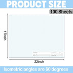 2 Pack 50 Sheets 22" x 17" Isometric Graph Paper Pad Landscape for 3D Designs Architecture Landscaping Engineering Drafting