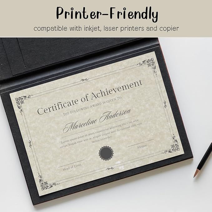 400 Sheets 8.5 x 11 In Parchment Paper 100 GSM Double-Sided Certificate Paper, Printer-Friendly Stationery Paper for Writings, Resumes, Invitations, Letters, Crafts, Awards & Diplomas, Ivory