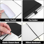Thboxes 80 Sheets Lined Journal Notebook, 5.7" X 8.3" Writing & Journaling Hardcover Executive Notebooks for Student Worker Women Men Notepads Journals for Writing Travel & Organization, Black