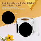 3 Inch Round Color Coding Labels (500 per Roll) - Colored Dot Stickers Round Labels for Inventory, Warehouse, Office Organizing - Black Circle Stickers