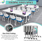 Conference Table,55.1''Folding Conference Room Table for 4-12 People,Mobile Flip Top MeetingTraining Table with Different Coulor and Styles for Offices, Classrooms,Meeting Room (4, B)