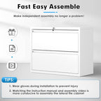 Pataku Lateral File Cabinet, 2 Drawer File Cabinet with Lock, White Filing Cabinets for Home Office, Metal File Cabinet for Hanging Files/Letters/Legal/F4/A4(2Drawer/White)