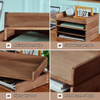 Yeaqee 4 Pcs Stackable Paper Organizer Tray Wood Desk Organizer Letter Tray Desktop Letter Size Office Wooden Desk Shelf Paper Holder Folder Organization Rack for Mail File Document(Dark Wood Color)