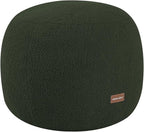 MeMoreCool Stuffed Round Pouf Ottoman Foot Rest, Floor Pouf Foot Stool with Soft Foam Chunk Filling, Small Round Ottoman Footstool Circle Footrest for Living Room, Green