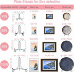 HENABLE 4PCS Premium Black Iron Plate Stands for Display 4 Inch, Decorative Solid Metal Plate Holders for Displaying, Mini Easel, Frame, Book, Card, Plaque, Bowl, Picture Stands for Display