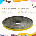 AmazingSpark Magnetic Tape Roll Thin Strips, 0.39 Inch x 66 Feet Magnetic Board Dividers Whiteboard Graphic Decorative Tape Marking Line for Classroom Office Art Accessories(Yellow)
