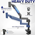 VIVO Premium Aluminum Tall Extended Monitor Arm for Ultrawide Monitors up to 49 inches and 33 lbs, USB Single Desk Mount Stand, Pneumatic Height Adjust, Max VESA 100x100, Black, STAND-V101GTU