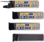 June Gold 820 Pieces, 0.3 mm HB #2 Lead Refills, 205 Pieces Per Dispenser, Extra Fine Thickness, Break Resistant Lead/Graphite (Pack of 4 Dispensers)