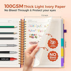 XYark Line Hardcover Spiral Notebook with Removable Dividers Tabs & Ruler, 5 Subject Notebook College Ruled, 300 Page, Large 8"x10" B5 Notebooks for Work School, Lined Journal for Women & Men, Purple