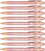 CRME Custom Engraved Ballpoint Pens Bulk Customized Metallic Printed Name Pens Personalized Pen with Text Logo Flowing Black Ink Smooth Writing for School,Journaling,Wedding,Office Rose Gold Pen