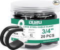 OURU 20pcs 3/4 Inch Stainless Steel Cable Clamps,Rubber Coated Cushioned Insulated Cable Clamp,Automotive Cable Wire Clamps,Pipe Clamps,Metal Clamp for Tube,Lines,Wire Cord Installation(Black,19mm)
