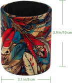 Leather Pen Holder for Desk, Colorful feathers Pencil Cup Desktop Organizer Makeup Brush Holders Office Supplies for Home, Kids & School