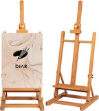 DJAR H- Frame Tabletop Painting Easel, Adjustable Solid Beech Wood Desktop Art Easel, Hold Canvas Up to 27.5", Assembly-Free Art Stand for Artist, Student, Natural