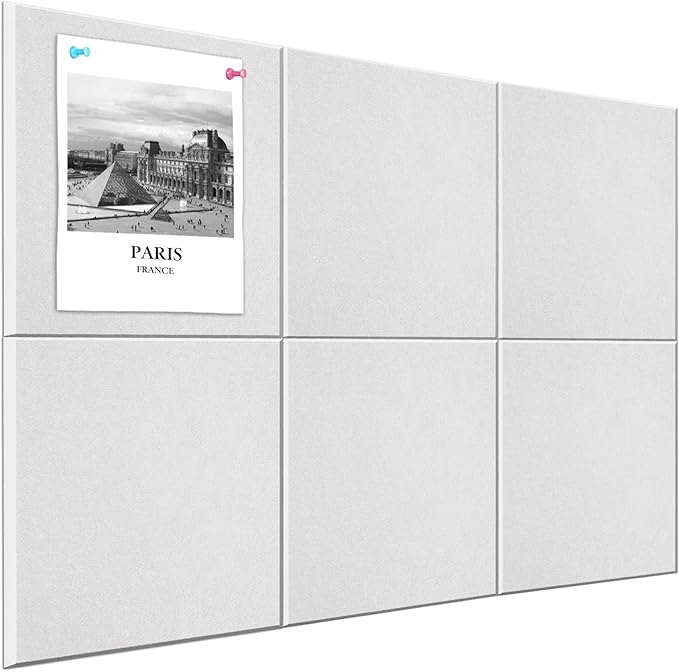 Large Cork Board Alternative 36" X 24" Bulletin Board - 6 Pack Removable Felt Wall Tiles, Cork Wall Tiles Bulletin Board Home Office Essentials - Warm White