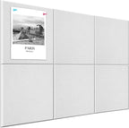 Large Cork Board Alternative 36" X 24" Bulletin Board - 6 Pack Removable Felt Wall Tiles, Cork Wall Tiles Bulletin Board Home Office Essentials - Warm White