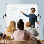 VIZ-PRO Double-Sided Mobile Whiteboard, 48 x 48 Inches, Magnetic Rolling Dry Erase White Board on Wheels with Aluminium Frame and Stand 4' x 4'
