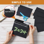 Silunkia Black Greeting Cards with Envelopes 4.25 x 5.5 Heavyweight Single Panel Cardstock and Printable A2 Envelopes Self Seal 20 Packs for DIY Wedding Invitations, Christmas, Birthday Party