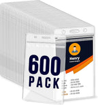 600 Pack ID Badge Holder - Vertical Badge Holder, 2.25" x 3.5" Clear Cards Holders for Lanyard, Plastic Sealable Waterproof, Name Tag Holder for Nurses, Office and School