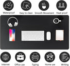 PU Leather Desk Pad Protector Gaming Mouse Pad Non Slip Desk Mat for Keyboard and Mouse Waterproof Desk Writing Pad for Office and Home Desk Accessories(Black, 35.4 * 17.7)