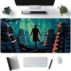 Mechanical Cattle Adventure Anime Desk Pad Mat Game Playmat Black Mousepad Gaming Green Desk Mat, Desk Pad for Keyboard and Mouse Keyboard Dad Stitched Edges Non-Slip Rubber Deskpad, 31.5" X 15.8"