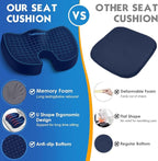 TushGuard Seat Cushion for Office Chair Memory Foam Non-Slip Cushion Back, Coccyx, Sciatica, Tailbone Pain Relief Butt Pillow for Office Chair, Car, Wheelchair, Blue, X-Large