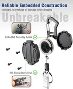 Autonomier 2Pack Heavy Duty Retractable Keychain, Unbreakable Embedded Body with 30.5" Dyneema Cord, Tactical ID Badge Holder Reel Carabiner Clip with Secure Magnetic Closure for Men, Holds 25oz