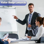 Visitor Badge Lanyards Volunteer Badge Holder with Clips (25 pcs) - Reusable Temporary ID Pass for Office, School, Events PVC Plastic Security Cards for Exhibition Guest by OSTENBIG (Blue)