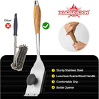 XUDAKAIXIN Grill Brush and Scraper, Dual Grip Design,Extra Strong BBQ Cleaner Accessories,Safe Nylon Bristles Barbecue Triple Scrubbers Cleaning Brush for Cast Iron Grates/Porcelain/Charcoal Grill