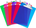 Plastic Clipboards with Butterfly Clip Set of 6-12.5 x 9 Inch Multi Color Plastic Clipboards Bulk - Clear Clipboards Bulk Classroom Holds 100 Sheets, Acrylic Clipboard Clear 6 Pack