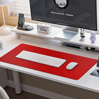 Boutilon Leather Desk Pad Protector,Non-Slip Mouse Pad,Laptop Desk Pad,Office Mouse Mat,Waterproof Leather Desk Blotter,Desk Writing Pad for Office and Home (S-Red,24"x 14")