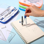 Zonon 6 Sets Math Geometry Kit Student 10 Pcs Shatterproof Storage Box Includes Compass, Rulers, Protractor, Eraser, Pencil Sharpener, Lead Refills, Pencil for Back to School Students Class Teacher