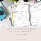Essential PRO 2026 Daily, Weekly & Monthly Planner, 8.5"x11": 14 Months (Nov 2025 - Dec 2026) Monthly Tabs,Daily Tracking,Notes Pages,Storage Pocket,Bookmark w Sticky Notes (Rainbow Petals)