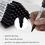 Thenshop 300 Pack Black Permanent Markers Bulk - Fine Point Permanent Marker Quick Drying Waterproof Pens for Doodling Writing Marking Classroom Work on Wood Metal Stone Glass, Office School Supplies