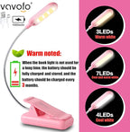 VAVOFO Rechargeable Book Light for Reading in Bed Kids, 7 LED Reading Light with 9-Level Warm Cool White Daylight, Eye Care Lamp with Power Indicator for Bookworms (Pink)