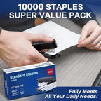 Deli Staples, 10000 Staples, Standard Staple for Desktop Staplers, 1/4'' Length, 210/Strip, 2 Boxes of 5000 Each