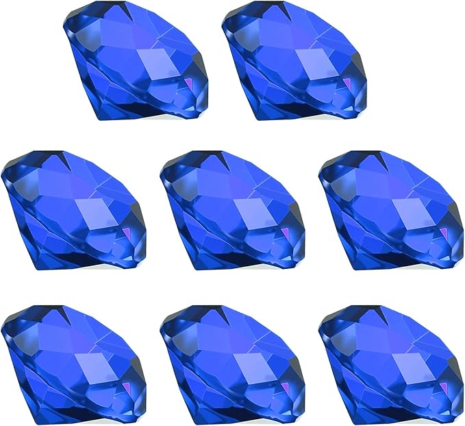 PATIKIL 8 Pcs Diamond Crystal Paperweight, 30mm / 1.18 Inch Crystal Paperweight Paper Weight for Home Office Desktop Table Decor Wedding Party Jewelry Ornaments, Dark Blue