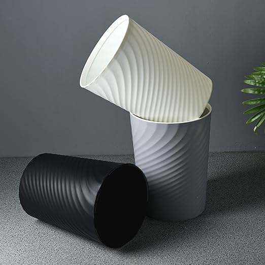 HOLTPHILI Small Bathroom Trash Can 1.8 Gallon Wastebasket Recycling Bin for Bedroom Office Kitchen, Black White, 2 Pack