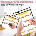Antner 30 Packs Oversized Dry Erase Pockets Reusable Sleeves 10x13 Job Ticket Holders, Clear Plastic Dry Erase Pouches Heavy Duty Sheet Protectors for Teacher School Classroom Office Supplies, Black