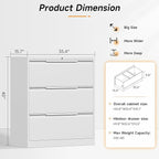 Bestoo 3-Drawer File Cabinet with Lock, Metal Filing Cabinet for Home Office, Lateral Filing Storage Cabinets, Fits File Folders, Letter/Legal/F4/A4 Size, Assembly Required (White)