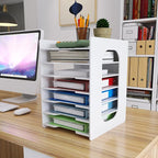 Natwind 7 Tiers Paper Organizer for Desk Desktop White File Holder Office Desk Organizer Mail Letter Tray & Paper Sorter Document Notebooks Storage Rack for Home Office School Classroom