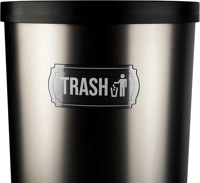 Recycle and Trash Stickers for Kitchen Trash Cans and Recycling Bins, Indoor Trash and Recycle Sticker Combo for Garbage Can Logo Symbol, Blue & Gray Decals, 6.5" x 3" Elegant Style with Split-back
