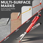Nicpro 3 Pack CP1000 Carpenter Pencils with Sharpener, Mechanical Carpenter Pencil with 39 Refills, Deep Hole Long Nib Marker Pens for Construction, Heavy Duty Woodworking Pencil for Architect Marking