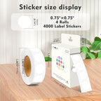 PARLAIM 3/4 Inch Roll Color Coding Labels,4000 per/4 Rolls Round Adhesive Color Coding Circle Dot Stickers for Office Home (White)