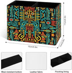Famame Aztec Colorful Pattern Pencil Holder for Desk, Leather Desktop Container Pen Cup Storage Study Table Pen Organizer Makeup Brush Holder for Classroom Office Home