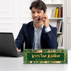 SalaGraphics Desk Name Plate, Custom for, Office Decor Women Men, Acrylic Accessories, Gifts Coworkers Boss Teacher, Employee Appreciation (Green Leaves), 8”(L)x2.5(W)
