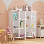 Chyanmoo Wood Cube Storage Organizer White Bookshelf - 3-Tier Freestanding Storage Cabinet with Legs for Home Office, 6-Cubes Open Shelf
