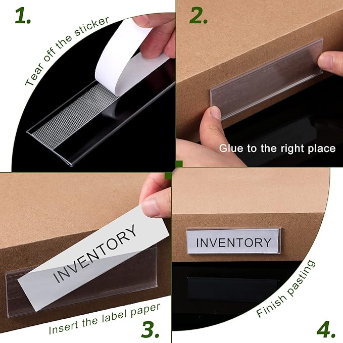 72 Pieces Clear Plastic Adhesive Shelf Tag & Price Label Holders for Supermarket, School, Library, Mailbox & Storage Bins(3 x 1 Inch)