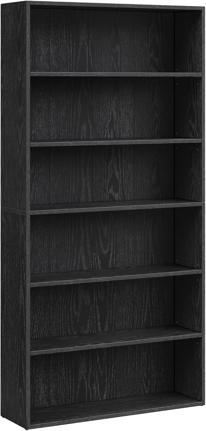 VASAGLE Custos Collection - Bookshelf, 6-Tier Bookcase, Book Shelf, Open Storage Shelf, 9.4 x 31.5 x 63.3 Inches, for Living Room, Home Office, Dining Room, Ebony Black ULBC412B01