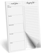 321Done Meal Planning Notepad, 5.5x8.5, Made in USA, M-F Weekly Menu Planner & Grocery List, Perforated Tear Off Checklist (50 Pages), Thick Paper, Simple Minimalist Design